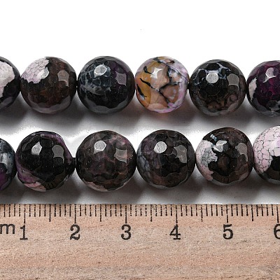 Faceted Natural Fire Crackle Agate Beads Strands G-F447-12mm-N15-1