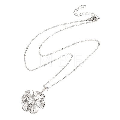 304 Stainless Steel Textured Flower Pendant Necklaces for Women NJEW-C117-01C-P-1