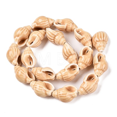 Handmade Printed Porcelain Beads Strand PORC-T133-01F-1