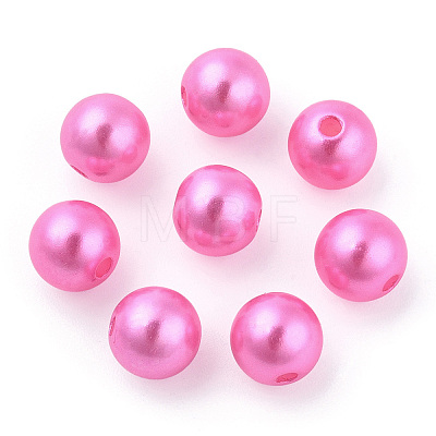 Spray Painted ABS Plastic Imitation Pearl Beads OACR-T015-05B-15-1