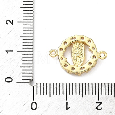 Brass Pave Clear Cubic Zirconia Religion Flat Round with Virgin Mary Links Connector Charms KK-A282-07A-G-1