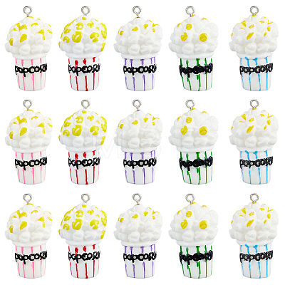 30Pcs Popcorn Resin Pendants RESI-SC0006-80-1