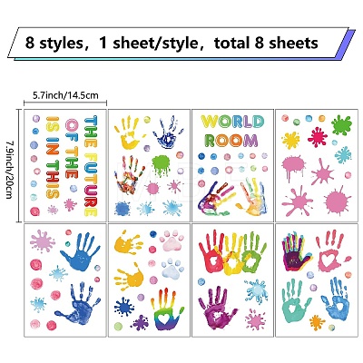 8 Sheets 8 Styles Rainbow Color PVC Waterproof Wall Stickers DIY-WH0345-095-1