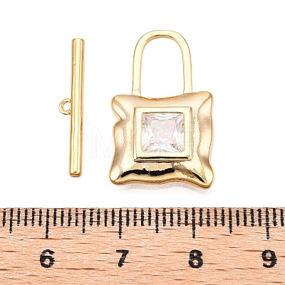 Brass Micro Pave Clear Cubic Zirconia Toggle Clasps KK-N254-137G-1