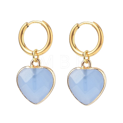 Natural Gemstone Heart Dangle Earrings EJEW-JE05068-1