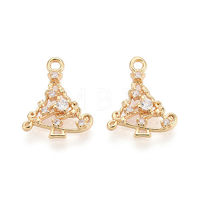 Brass Micro Pave Cubic Zirconia Charms KK-N263-146A-G-1