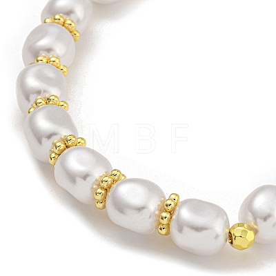 Rack Plating Brass & ABS Plastic Pearl Beads Beaded Necklaces for Women NJEW-C059-13G-1