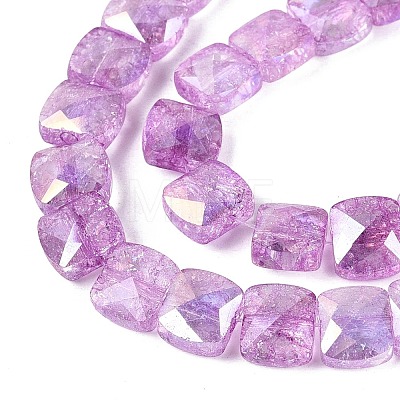 Electroplate Transparent Crackle Glass Beads Strands EGLA-Q135-02A-B05-1