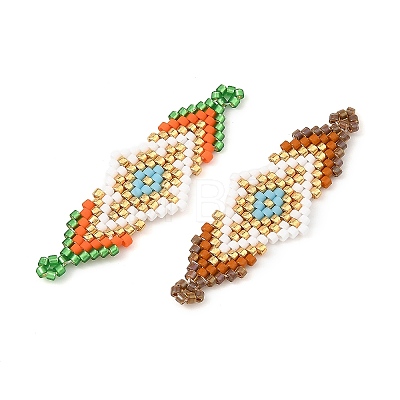 Glass MIYUKI Delica Beads Braided Connector Charms PALLOY-MZ01412-1
