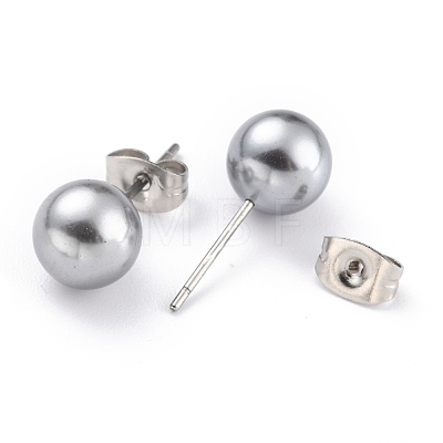 Acrylic Imitation Pearl Ball Stud Earrings STAS-Z035-05F-03-1