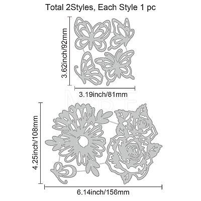 2Pcs 2 Styles Carbon Steel Cutting Dies Stencils DIY-WH0309-832-1