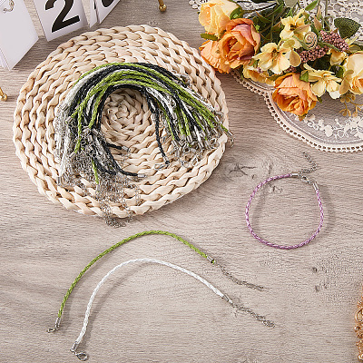 50Pcs Trendy 3MM Round Braided Imitation Leather Cord Bracelet Making BJEW-CL0001-45-1