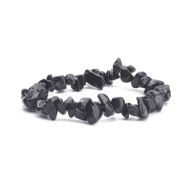 Natural Obsidian Chips Beaded Jewelry Set X-SJEW-JS01232-01-1