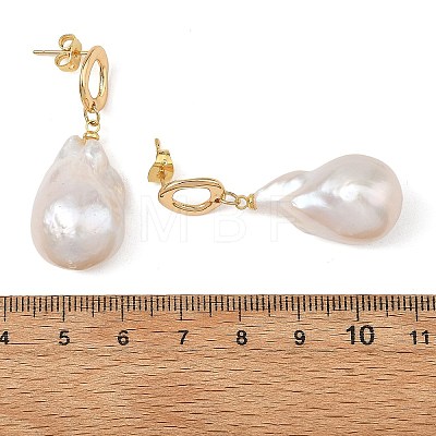 Natural Baroque Pearl Keshi Pearl Dangle Earrings EJEW-JE07499-1