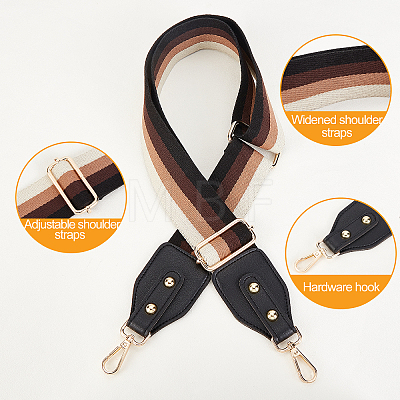 Stripe Pattern Cotton Fabric & PU Leather Bag Straps FIND-WH0001-55C-1