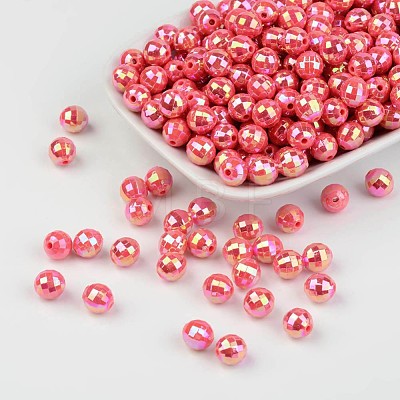 Faceted Colorful Eco-Friendly Poly Styrene Acrylic Round Beads SACR-K001-6mm-65-1
