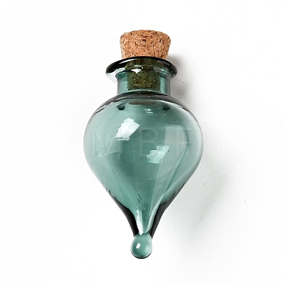 Teardrop Glass Cork Bottles Ornament AJEW-A039-01D-1
