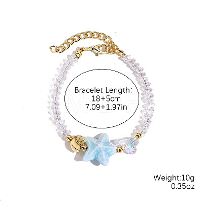 Starfish & Conch Glass & Porcelain Beaded Bracelets for Women FS-WG8B806-11-1
