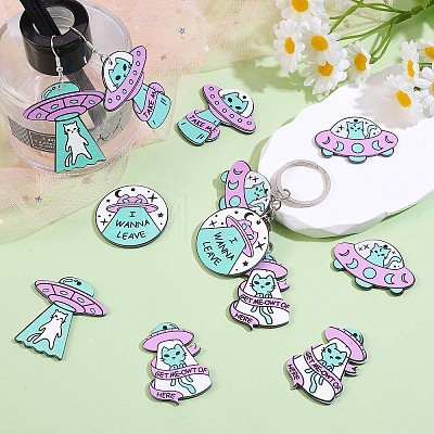 25 Pieces Alien Charms Pendant Resin Alien Cat Charm UFO Charms Mixed Shape for Jewelry Necklace Earring Making Crafts JX393A-1