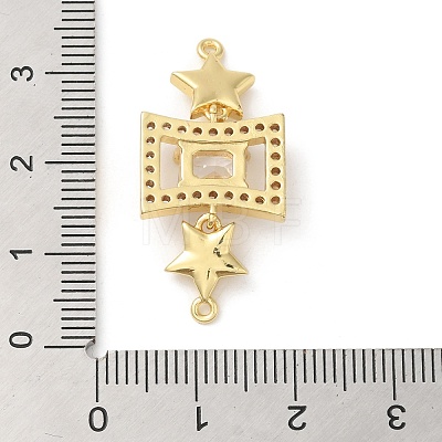 Rack Plating Brass Pave Clear Cubic Zirconia Connector Charms KK-A190-09G-1