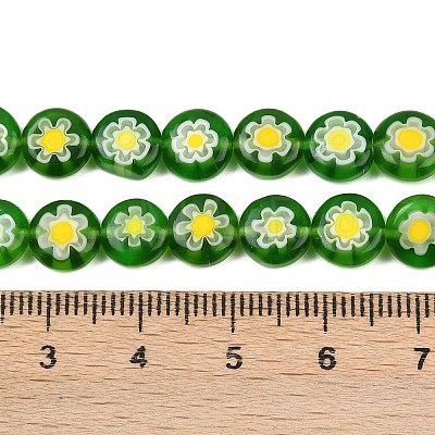 Handmade Millefiori Glass Flat Round Bead Strands LK-P011-21-1