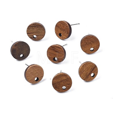 Walnut Wood Stud Earring Findings MAK-N033-008A-1
