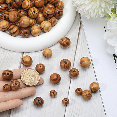 Gorgecraft 300Pcs 3 Styles Round Natural Wood Beads WOOD-GF0001-89B-1