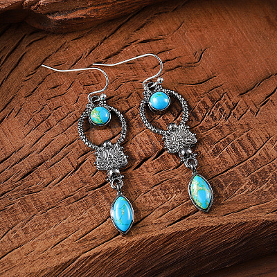 Alloy Synthetic Turquoise Dangle Earrings FS-WGD578F-01-1
