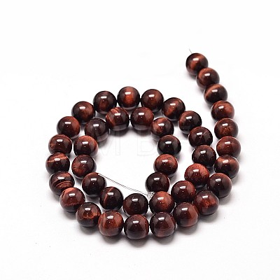Natural Red Tiger Eye Round Bead Strands G-P072-52-12mm-1