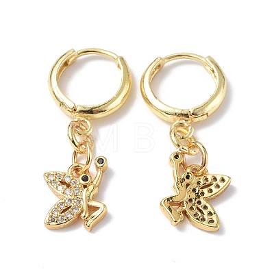 Cubic Zirconia Butterfly Dangle Hoop Earrings EJEW-B017-22G-1