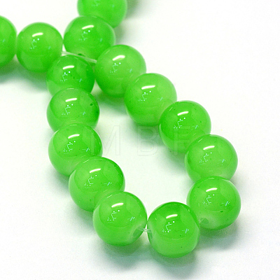 Baking Painted Imitation Jade Glass Round Bead Strands X-DGLA-Q021-4mm-09-1