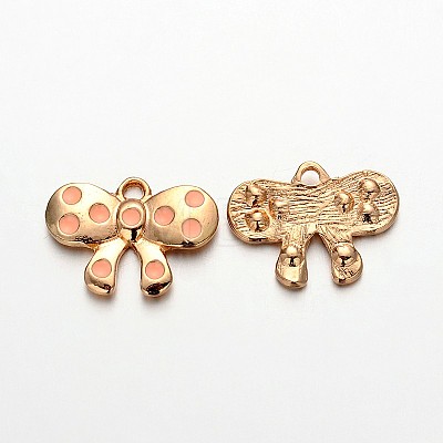 Light Gold Plated Alloy Enamel Bowknot Charms ENAM-J546-04KCG-1