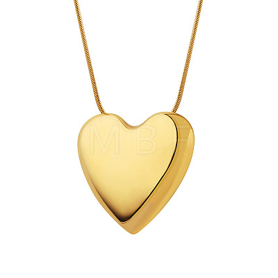 Titanium Steel Heart Pendant Necklaces WG55877-01-1