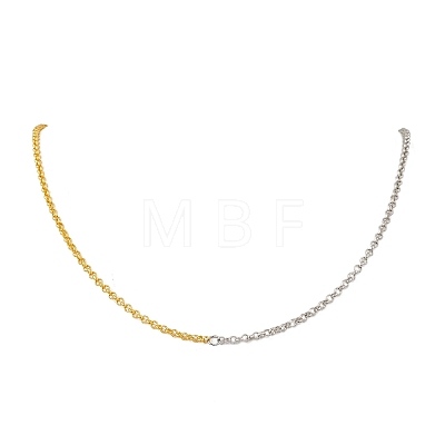 3MM Two Tone 304 Stainless Steel Rolo Chain Necklaces NJEW-JN05623-1