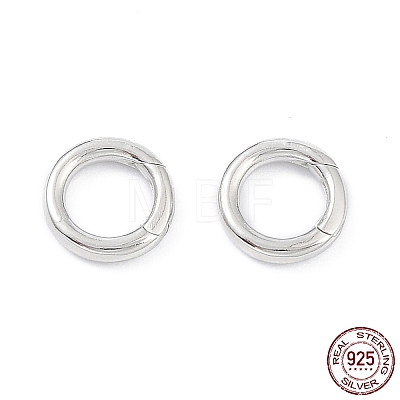 Anti-Tarnish Rhodium Plated 925 Sterling Silver Spring Gate Rings STER-K173-27P-1