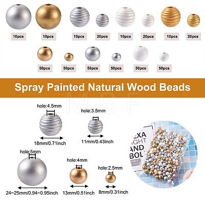 Spray Painted Natural Wood Beads WOOD-TA0001-69-1