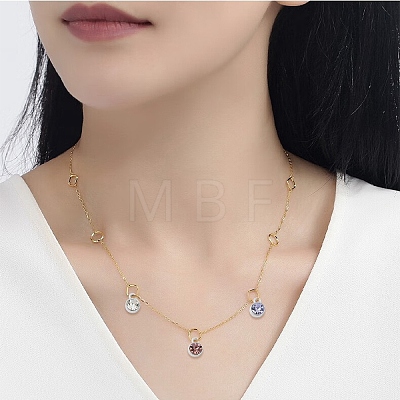 30Pcs 5 Colors Flat Round Alloy Charms RGLA-YW0002-06-1