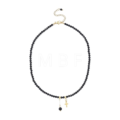 Faceted Round Synthetic Blue Goldstone Beaded Necklaces NJEW-JN05661-1