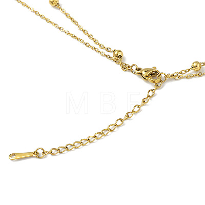 Ion Plating(IP) 304 Stainless Steel Satellite & Cable Chains Double Layer Necklace NJEW-M199-05G-1