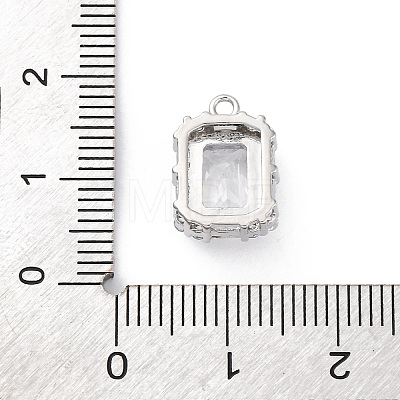 Brass Micro Pave Clear Cubic Zirconia Pendants KK-Z084-09P-02-1