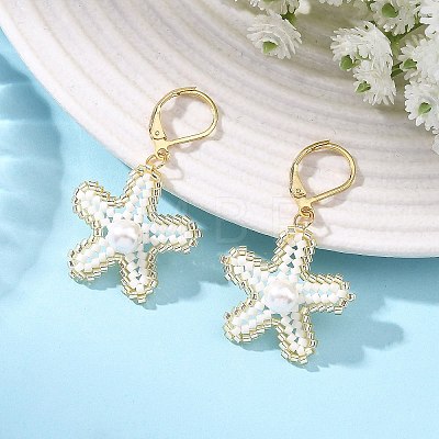 Brass Seed Glass Beads Leverback Earrings EJEW-MZ00759-1