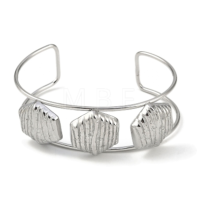 Non-Tarnish 304 Stainless Steel Wide Textured Open Cuff Bangles BJEW-Q348-05P-02-1