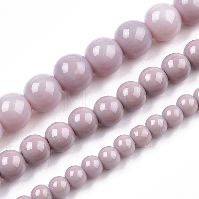 Opaque Solid Color Glass Beads Strands GLAA-T032-P8mm-07-1