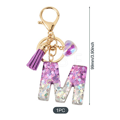 Alloy Resin Heart Keychains KEYC-TADJ0002-01G-M-1