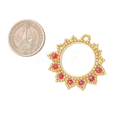 Glass Seed Beaded Flower Pendants PALLOY-MZ01237-01-1