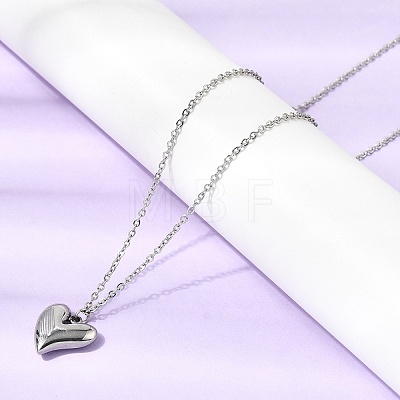 304 Stainless Steel Heart Pendant Necklaces & Bracelets & Stud Earrings Sets SJEW-P008-01P-1