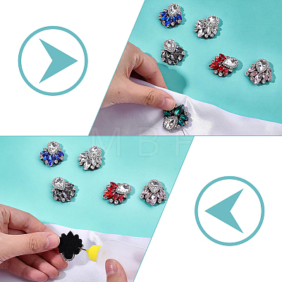 12Pcs 6 Colors Glass Rhinestone Embroidery Sew on Ornament Accessories PATC-PH0001-82-1