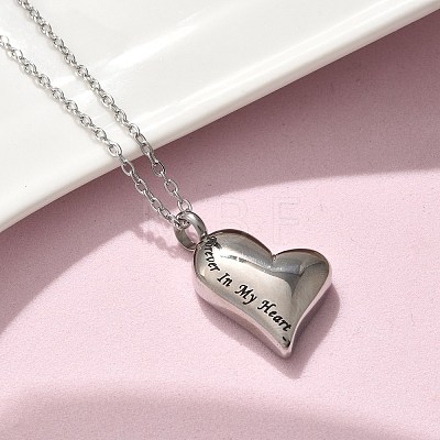 304 Stainless Steel Forever in My Heart Keepsake Ashes Memorial Pendant Necklaces NJEW-P326-04P-1