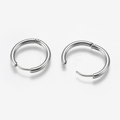 201 Stainless Steel Huggie Hoop Earrings Findings X-STAS-F149-33P-A-1