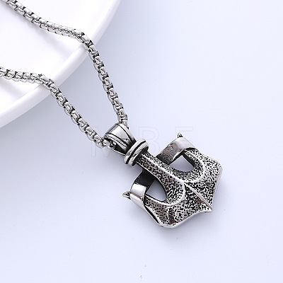 Vintage Stainless Steel Anchor Pendant Necklaces Punk Hip-hop Fashion Jewelry for Men PL6338-1